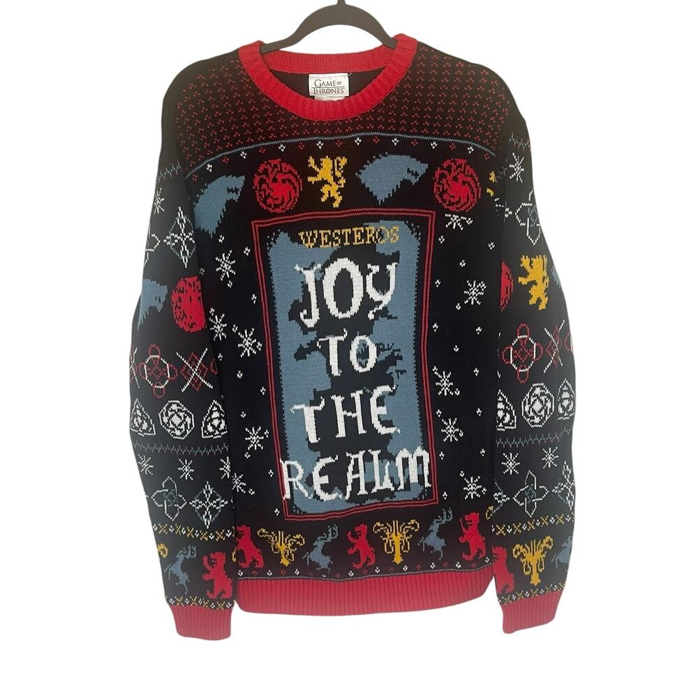 Game Of Thrones Ugly Christmas Sweater Men Size L Westeros Joy To The Realm